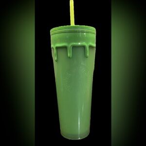Starbucks 2023 Fall Halloween Green Glow In The Dark Slime Drip Cup